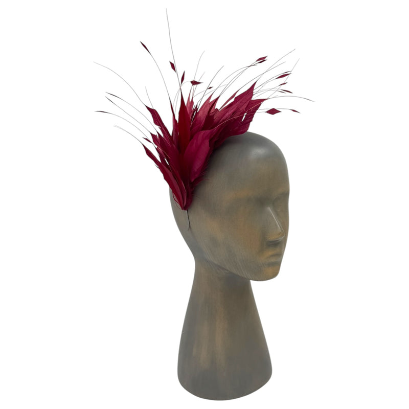 Burgundy Feather fascinator