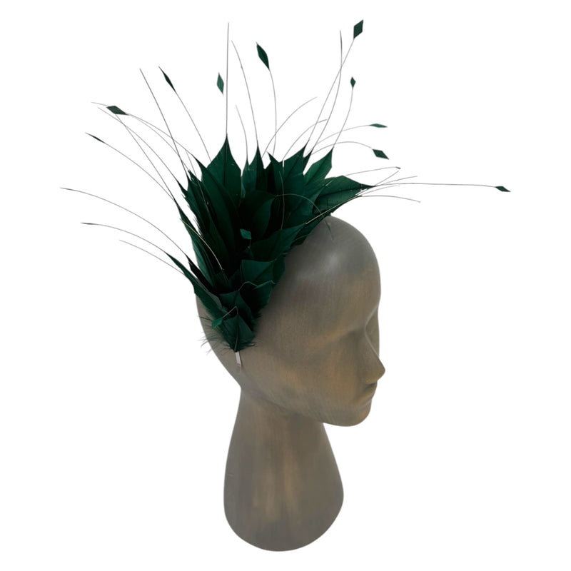 Emerald green Feather fascinator