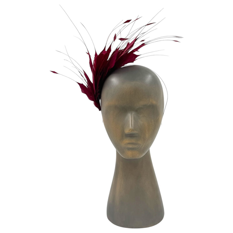 Burgundy Feather fascinator