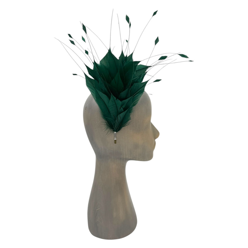 Emerald green Feather fascinator