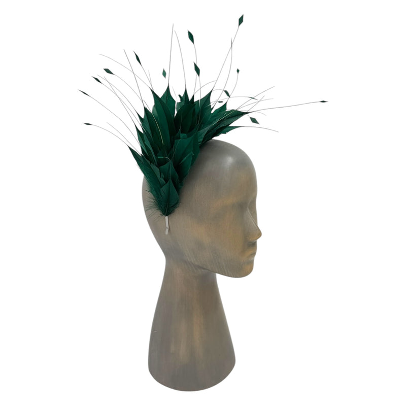 Emerald green Feather fascinator