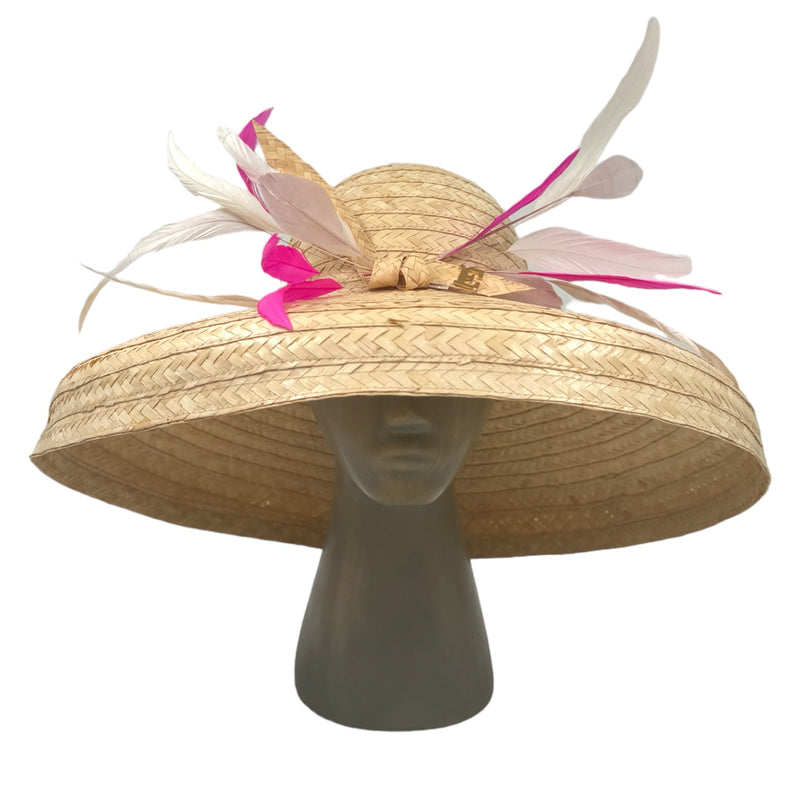Straw feather hat