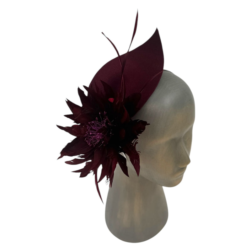 Burgundy Feather fascinator