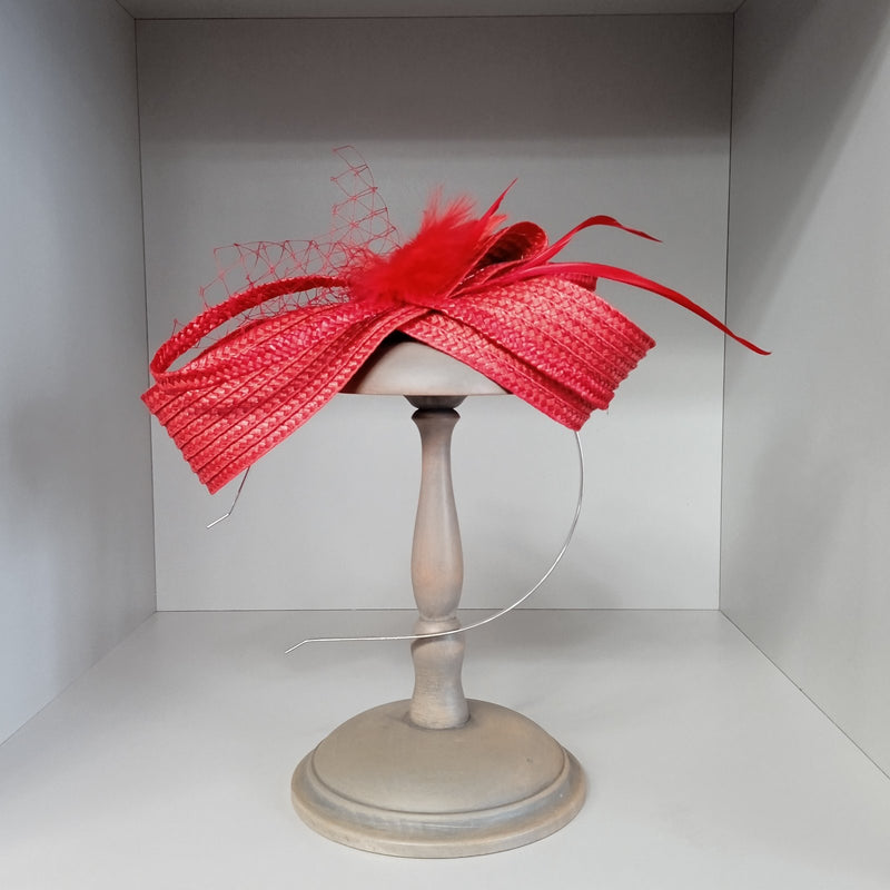 Red fascinator