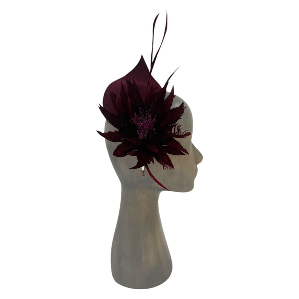 Burgundy Feather fascinator