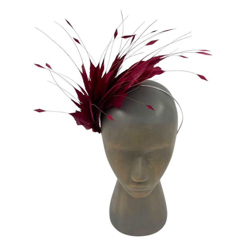 Burgundy Feather fascinator