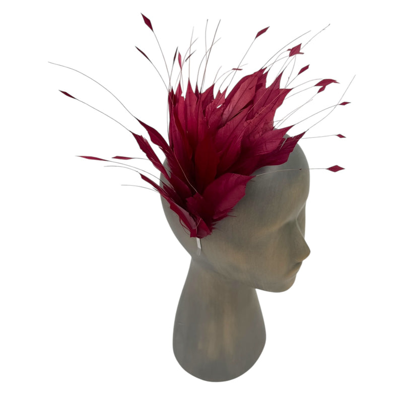 Burgundy Feather fascinator