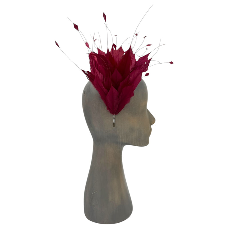 Burgundy Feather fascinator